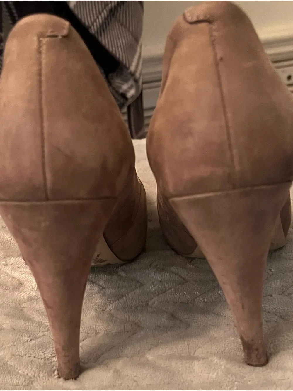 BCBGeneration Taupe Suede Pointed-Toe Pumps